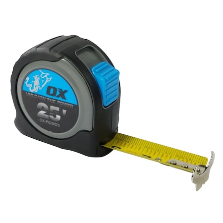 Ox Tools Pro Tape Measure 25', Inch Standard Scale, 27mm Wide Tape OX-P029225